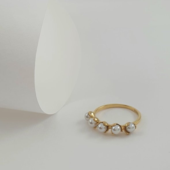 Δαχτυλίδι λεπτό με Μαργαριτάρια - ΚΙΤΡΙΝΟ, ΑΣΗΜΙ, ΜΑΡΓΑΡΙΤΑΡΙ, WHITE - 1