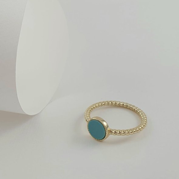 Δαχτυλίδι με στρόγγυλο Τιρκουάζ - ΚΙΤΡΙΝΟ, ΑΣΗΜΙ, ΤΙΡΚΟΥΑΖ, TURQUOISE