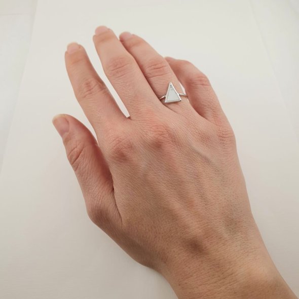 Δαχτυλίδι ασημένιο με Φίλντισι - ΛΕΥΚΟ, ΑΣΗΜΙ, MOTHER OF PEARL, WHITE - 2