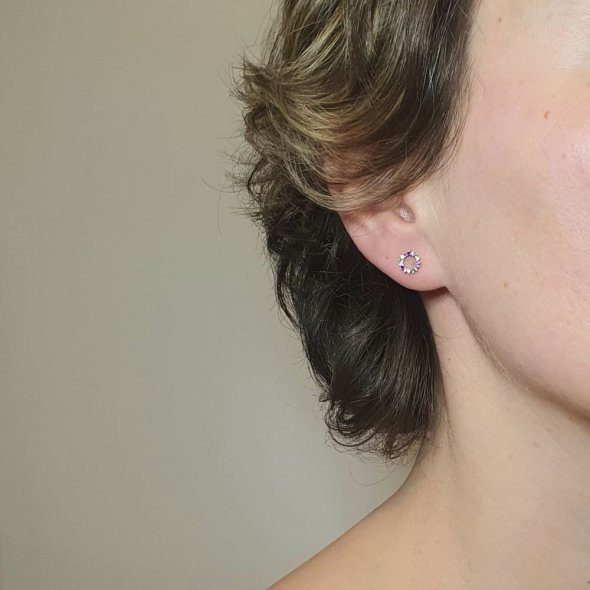 Σκουλαρίκια κρίκοι κολλητοί με πολύχρωμα Ζιργκον - ΚΙΤΡΙΝΟ, ΑΣΗΜΙ, ΖΙΡΓΚΟΝ, WHITE, ΖΙΡΓΚΟΝ, PINK - 2