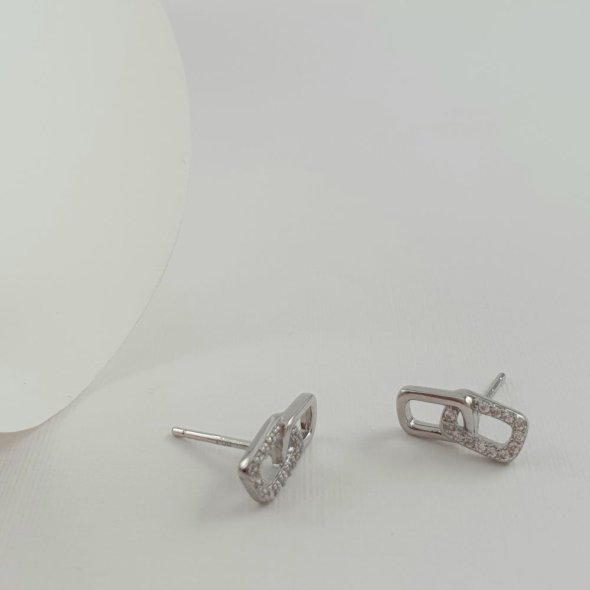 Σκουλαρίκια κολλητά ασημένια με Ζιργκον - ΛΕΥΚΟ, ΑΣΗΜΙ, ΖΙΡΓΚΟΝ, WHITE