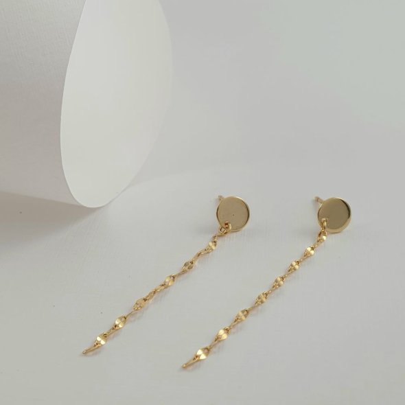 Σκουλαρίκια κρεμαστή αλυσίδα - ΚΙΤΡΙΝΟ, ΑΣΗΜΙ