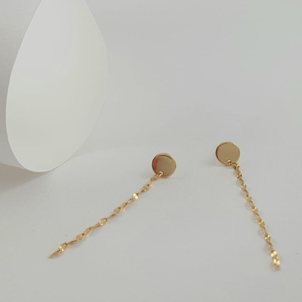 Σκουλαρίκια κρεμαστή αλυσίδα - ΚΙΤΡΙΝΟ, ΑΣΗΜΙ - 1