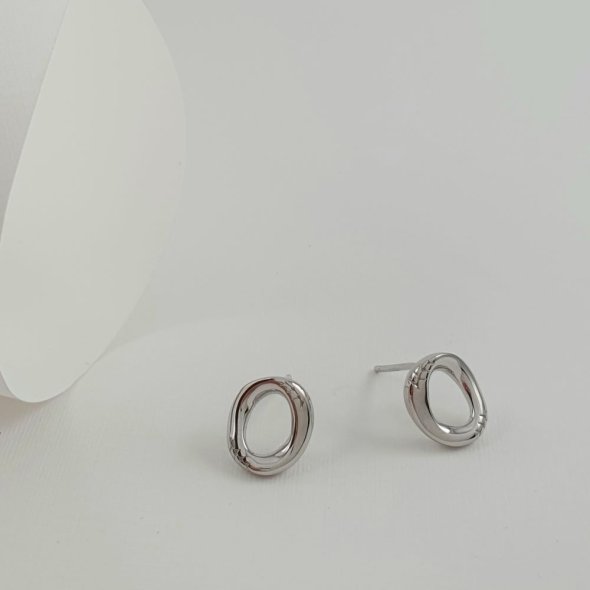 Σκουλαρίκια κρίκοι ασημένιοι κολλητοί - ΛΕΥΚΟ, ΑΣΗΜΙ