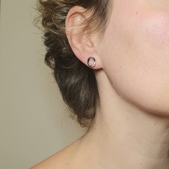 Σκουλαρίκια κρίκοι ασημένιοι κολλητοί - ΛΕΥΚΟ, ΑΣΗΜΙ - 2