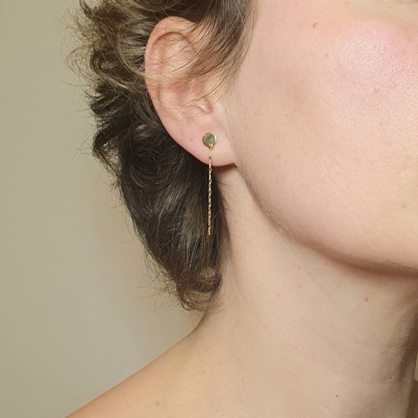 Σκουλαρίκια κρεμαστή αλυσίδα - ΚΙΤΡΙΝΟ, ΑΣΗΜΙ - 2