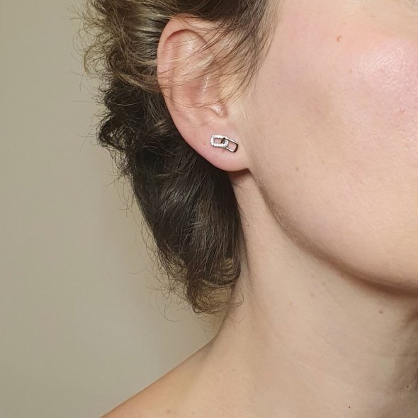 Σκουλαρίκια κολλητά ασημένια με Ζιργκον - ΛΕΥΚΟ, ΑΣΗΜΙ, ΖΙΡΓΚΟΝ, WHITE - 3