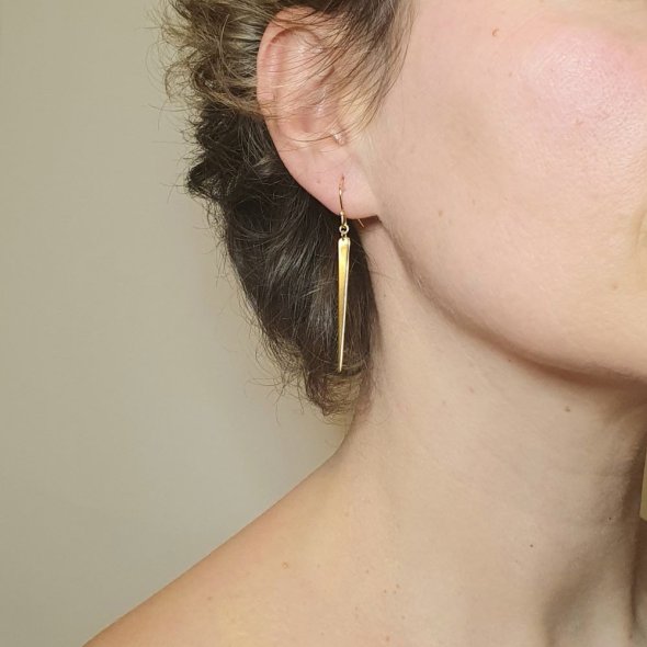 Σκουλαρίκια κρεμαστά σπαθί - ΚΙΤΡΙΝΟ, ΑΣΗΜΙ - 3