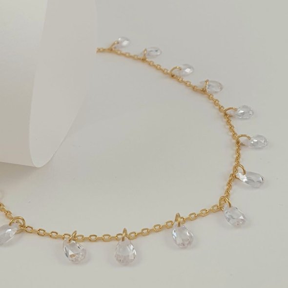 Βραχιόλι αλυσίδα με Ζιργκον - ΚΙΤΡΙΝΟ, ΑΣΗΜΙ, ΖΙΡΓΚΟΝ, WHITE