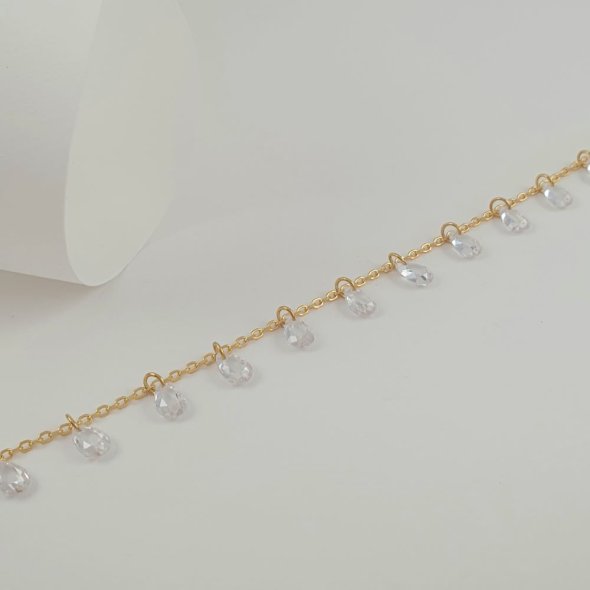 Βραχιόλι αλυσίδα με Ζιργκον - ΚΙΤΡΙΝΟ, ΑΣΗΜΙ, ΖΙΡΓΚΟΝ, WHITE - 1