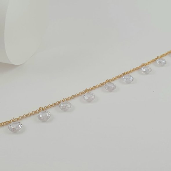 Βραχιόλι αλυσίδα με Ζιργκον - ΚΙΤΡΙΝΟ, ΑΣΗΜΙ, ΖΙΡΓΚΟΝ, WHITE - 1