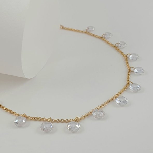 Βραχιόλι αλυσίδα με Ζιργκον - ΚΙΤΡΙΝΟ, ΑΣΗΜΙ, ΖΙΡΓΚΟΝ, WHITE