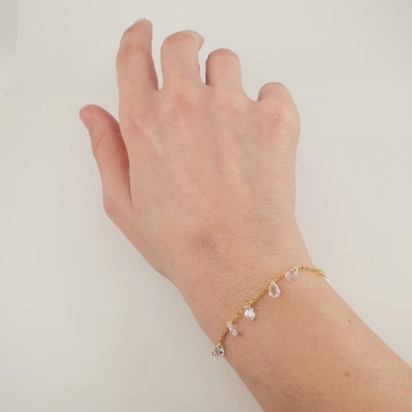 Βραχιόλι αλυσίδα με Ζιργκον - ΚΙΤΡΙΝΟ, ΑΣΗΜΙ, ΖΙΡΓΚΟΝ, WHITE - 2