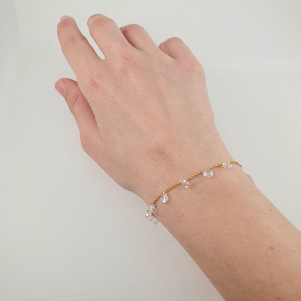 Βραχιόλι αλυσίδα με Ζιργκον - ΚΙΤΡΙΝΟ, ΑΣΗΜΙ, ΖΙΡΓΚΟΝ, WHITE - 2