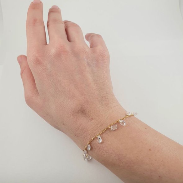 Βραχιόλι αλυσίδα με Ζιργκον - ΚΙΤΡΙΝΟ, ΑΣΗΜΙ, ΖΙΡΓΚΟΝ, WHITE - 2