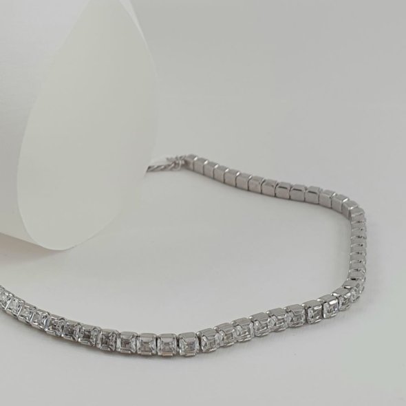 Βραχιόλι Tennis bracelet ασημένιο με λευκά Ζιργκον - ΛΕΥΚΟ, ΑΣΗΜΙ, ΖΙΡΓΚΟΝ, WHITE