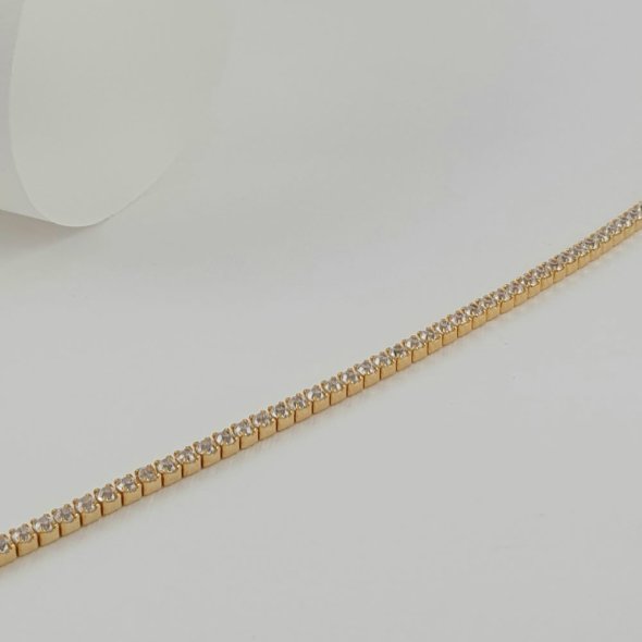 Βραχιόλι Tennis bracelet λεπτό με λευκά Ζιργκον - ΚΙΤΡΙΝΟ, ΑΣΗΜΙ, ΖΙΡΓΚΟΝ, WHITE - 1