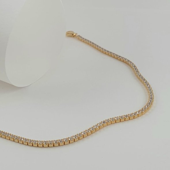 Βραχιόλι Tennis bracelet λεπτό με λευκά Ζιργκον - ΚΙΤΡΙΝΟ, ΑΣΗΜΙ, ΖΙΡΓΚΟΝ, WHITE