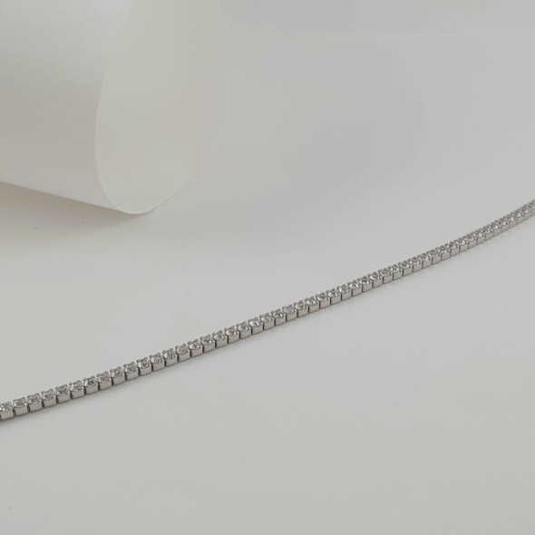 Βραχιόλι Tennis bracelet ασημένιο λεπτό με λευκά Ζιργκον - ΛΕΥΚΟ, ΑΣΗΜΙ, ΖΙΡΓΚΟΝ, WHITE - 1