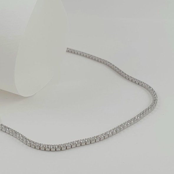 Βραχιόλι Tennis bracelet ασημένιο λεπτό με λευκά Ζιργκον - ΛΕΥΚΟ, ΑΣΗΜΙ, ΖΙΡΓΚΟΝ, WHITE