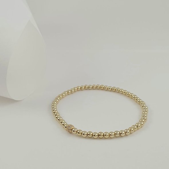 Βραχιόλι με λαμπερές μπάλες & Ζιργκον - ΚΙΤΡΙΝΟ, ΑΣΗΜΙ, ΖΙΡΓΚΟΝ, WHITE