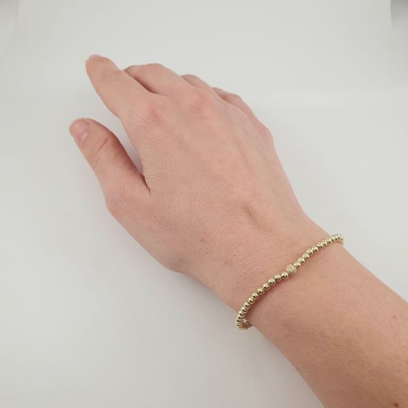 Βραχιόλι με λαμπερές μπάλες & Ζιργκον - ΚΙΤΡΙΝΟ, ΑΣΗΜΙ, ΖΙΡΓΚΟΝ, WHITE - 1