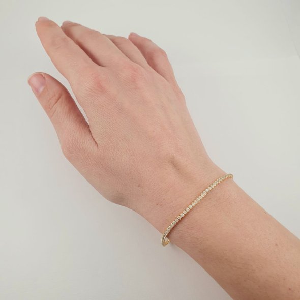 Βραχιόλι Tennis bracelet λεπτό με λευκά Ζιργκον - ΚΙΤΡΙΝΟ, ΑΣΗΜΙ, ΖΙΡΓΚΟΝ, WHITE - 2