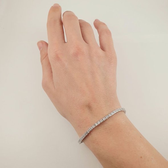 Βραχιόλι Tennis bracelet ασημένιο με λευκά Ζιργκον - ΛΕΥΚΟ, ΑΣΗΜΙ, ΖΙΡΓΚΟΝ, WHITE - 2