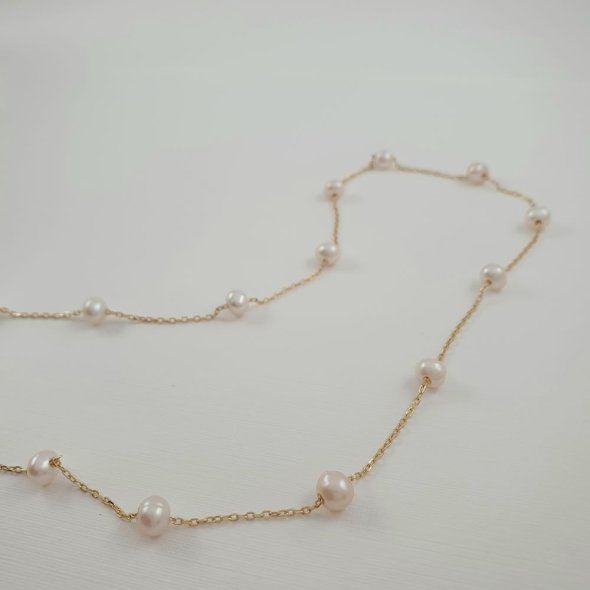 Κολιέ αλυσίδα με Μαργαριτάρια - ΚΙΤΡΙΝΟ, ΑΣΗΜΙ, ΜΑΡΓΑΡΙΤΑΡΙ, WHITE - 2