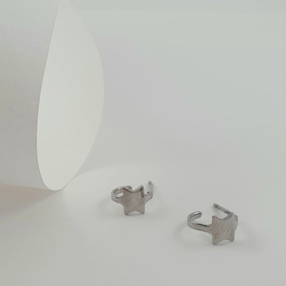 Σκουλαρίκια κρίκοι ασημένιοι με αστέρι - ΛΕΥΚΟ, ΑΣΗΜΙ - 1
