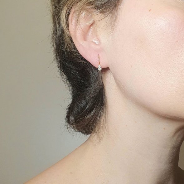 Σκουλαρίκια κρεμαστά με λευκά Ζιργκον - ΚΙΤΡΙΝΟ, ΑΣΗΜΙ, ΖΙΡΓΚΟΝ, WHITE - 2