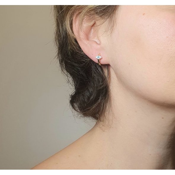 Σκουλαρίκια κρίκοι με μάτι από λευκά & μπλε Ζιργκον - ΚΙΤΡΙΝΟ, ΑΣΗΜΙ, ΖΙΡΓΚΟΝ, BLUE, ΖΙΡΓΚΟΝ, WHITE - 2