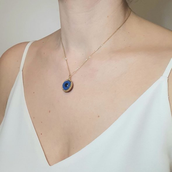 Μενταγιόν φυλακτό μάτι χρυσό με Μουράνο - ΚΙΤΡΙΝΟ, ΧΡΥΣΟΣ K9, ΜΟΥΡΑΝΟ, BLUE - 2