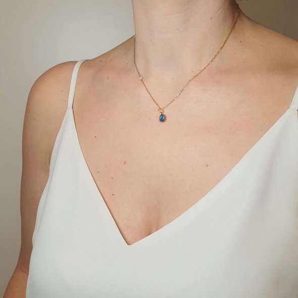 Μενταγιόν φυλακτό μάτι με Μουράνο - ΚΙΤΡΙΝΟ, ΑΣΗΜΙ, ΜΟΥΡΑΝΟ, BLUE - 1