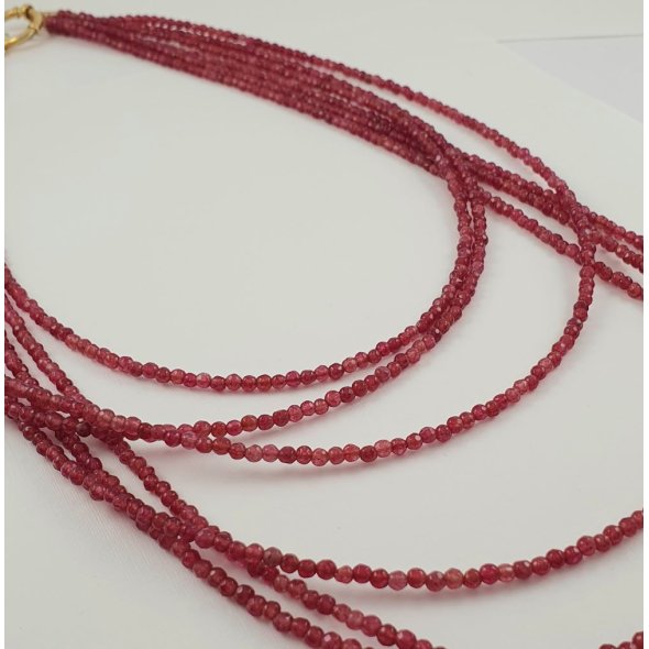 Κολιέ μακρύ με μπορντό πέτρες Jade - ΚΙΤΡΙΝΟ, ΑΣΗΜΙ, ΝΕΦΡΙΤΗΣ, RUBY - 1