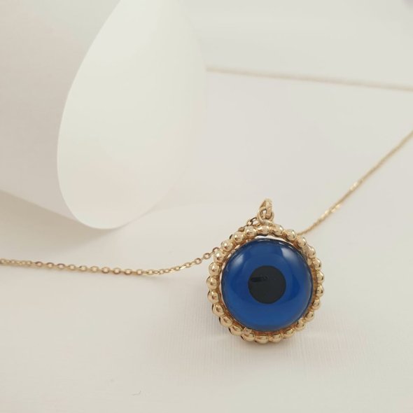 Μενταγιόν φυλακτό μάτι χρυσό με Μουράνο - ΚΙΤΡΙΝΟ, ΧΡΥΣΟΣ K9, ΜΟΥΡΑΝΟ, BLUE - 1