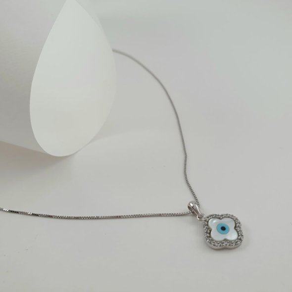 Μενταγιόν φυλακτό μάτι χρυσό με Φίλντισι & Ζιργκον - ΛΕΥΚΟ, ΧΡΥΣΟΣ K9, MOTHER OF PEARL, WHITE, ΖΙΡΓΚΟΝ, WHITE