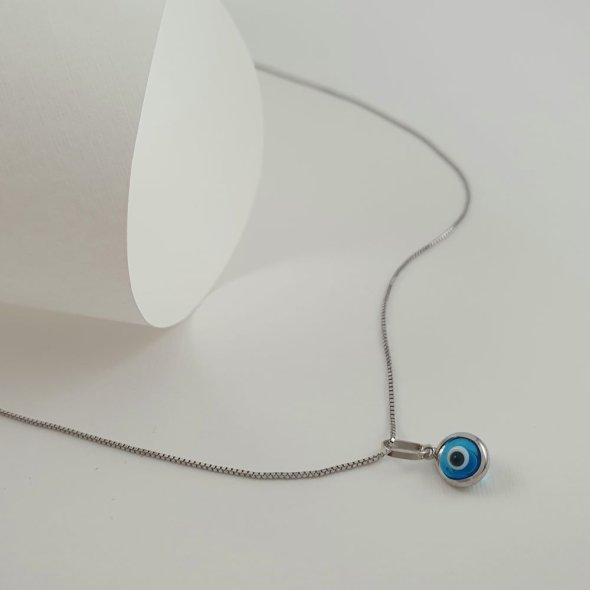 Μενταγιόν φυλακτό λευκόχρυσο ματάκι με Μουράνο - ΛΕΥΚΟ, ΧΡΥΣΟΣ K9, ΜΟΥΡΑΝΟ, BLUE