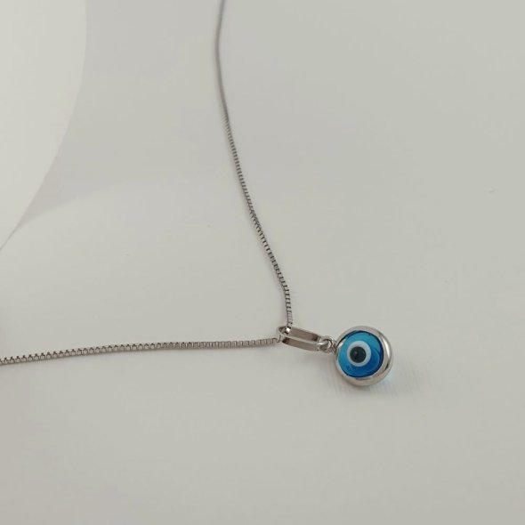 Μενταγιόν φυλακτό λευκόχρυσο ματάκι με Μουράνο - ΛΕΥΚΟ, ΧΡΥΣΟΣ K9, ΜΟΥΡΑΝΟ, BLUE - 1