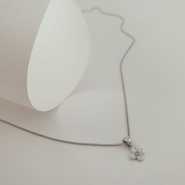 Σταυρός λευκόχρυσος με Ζιργκον - ΛΕΥΚΟ, ΧΡΥΣΟΣ K14, ΖΙΡΓΚΟΝ, WHITE