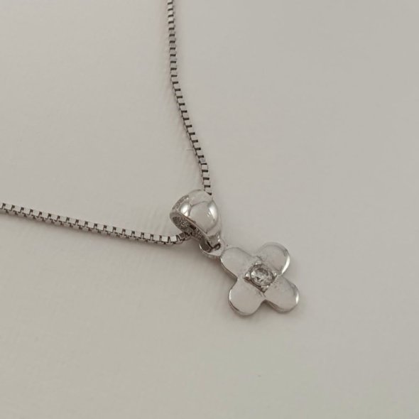 Σταυρός λευκόχρυσος με Ζιργκον - ΛΕΥΚΟ, ΧΡΥΣΟΣ K14, ΖΙΡΓΚΟΝ, WHITE - 1