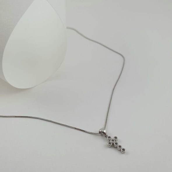 Σταυρός λευκόχρυσος με Ζιργκον - ΛΕΥΚΟ, ΧΡΥΣΟΣ K14, ΖΙΡΓΚΟΝ, WHITE