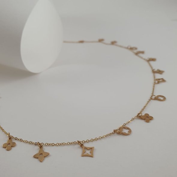 Κολιέ αλυσίδα χρυσή με κρεμαστά στοιχεία LV - ΚΙΤΡΙΝΟ, ΧΡΥΣΟΣ K14