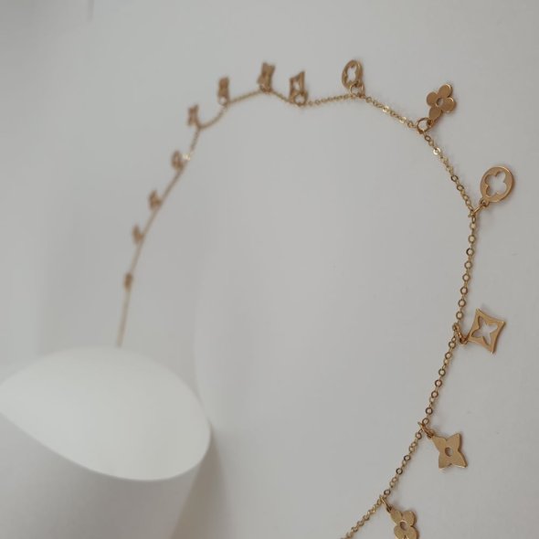 Κολιέ αλυσίδα χρυσή με κρεμαστά στοιχεία LV - ΚΙΤΡΙΝΟ, ΧΡΥΣΟΣ K14 - 1