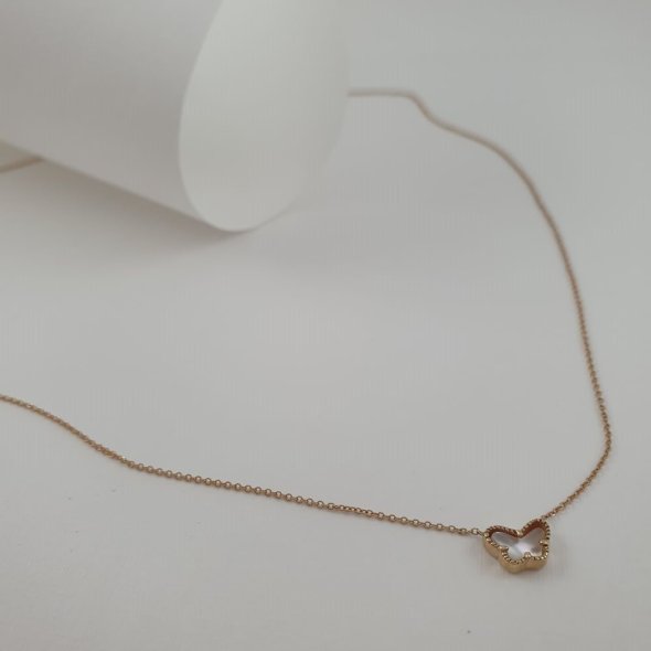 Κολιέ αλυσίδα χρυσή με πεταλούδα από Φίλντισι - ΚΙΤΡΙΝΟ, ΧΡΥΣΟΣ K9, MOTHER OF PEARL, WHITE