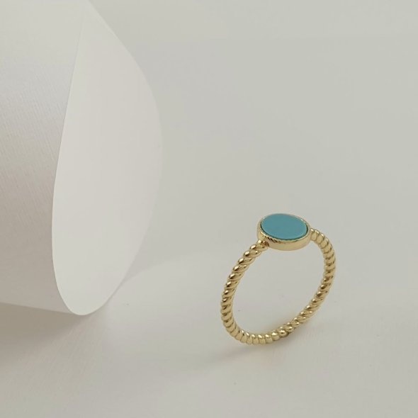 Δαχτυλίδι με στρόγγυλο Τιρκουάζ - ΚΙΤΡΙΝΟ, ΑΣΗΜΙ, ΤΙΡΚΟΥΑΖ, TURQUOISE - 1