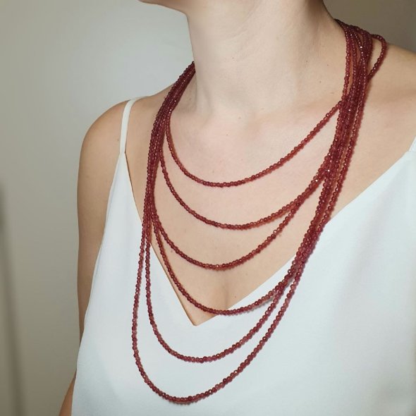 Κολιέ μακρύ με μπορντό πέτρες Jade - ΚΙΤΡΙΝΟ, ΑΣΗΜΙ, ΝΕΦΡΙΤΗΣ, RUBY - 2