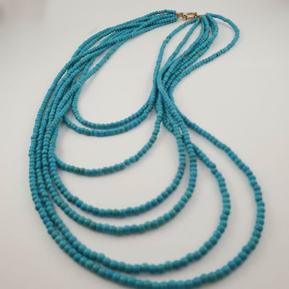 Κολιέ μακρύ με Τιρκουάζ - ΚΙΤΡΙΝΟ, ΑΣΗΜΙ, ΤΙΡΚΟΥΑΖ, TURQUOISE