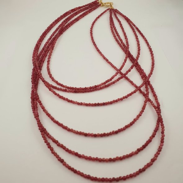 Κολιέ μακρύ με μπορντό πέτρες Jade - ΚΙΤΡΙΝΟ, ΑΣΗΜΙ, ΝΕΦΡΙΤΗΣ, RUBY - 1