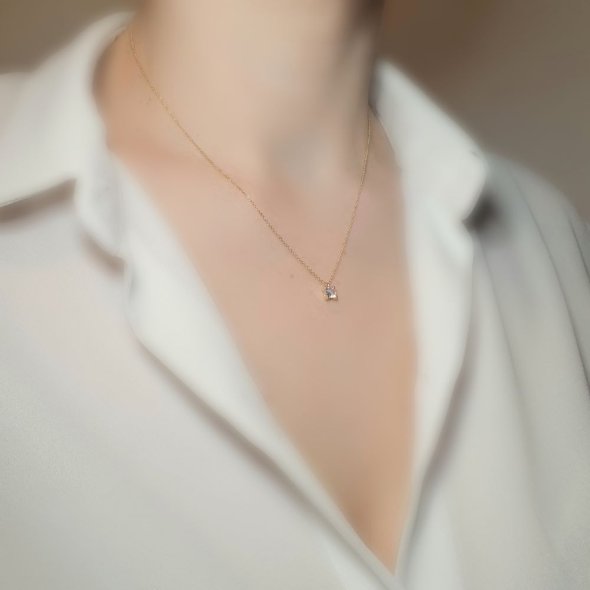 Κολιέ αλυσίδα χρυσή με λευκό Ζιργκον - ΚΙΤΡΙΝΟ, ΧΡΥΣΟΣ K9, ΖΙΡΓΚΟΝ, WHITE - 2